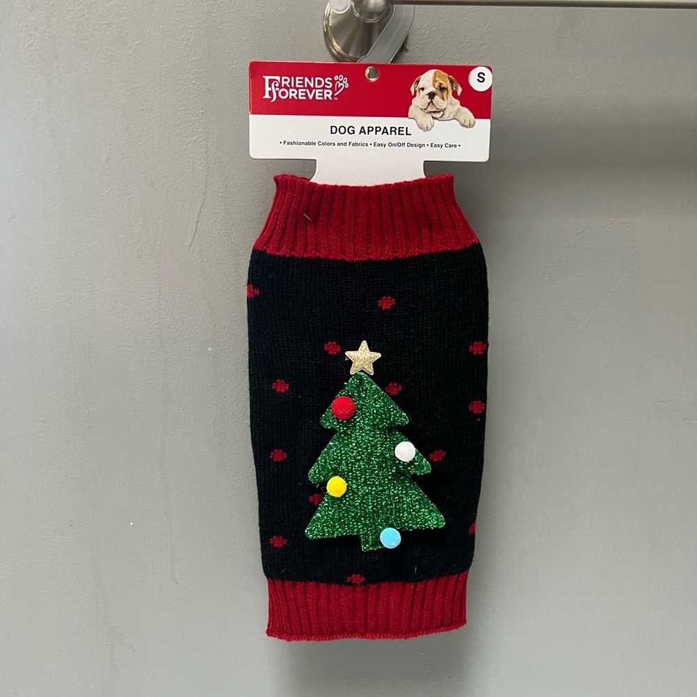 Brand New Friends Forever Christmas Tree Dog Sweater - SZ S